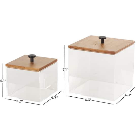 Clear & Brown Box Set with Brown Wooden Lids